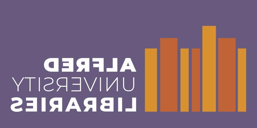 非盟图书馆的标志，紫色的背景和五颜六色的图形书在前景